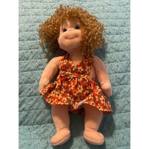 Ty Beanie Kids Princess Plush Doll Curly Blonde Hair Red Floral Dress 1996